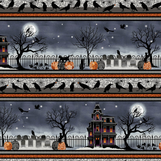 Spooky Night Spooky Night Border Grace Popp Studio E Cotton Fabric