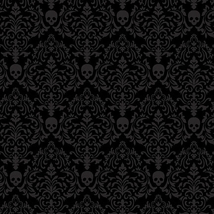 Spooky Night Spooky Small Damask Black Grace Popp Studio E Cotton Fabric