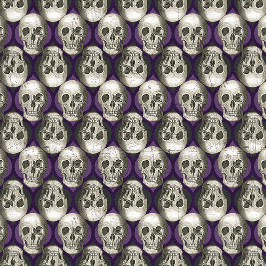 Spooky Vibes Skulls Purple Erin Wilde Blank Quilting Cotton Fabric