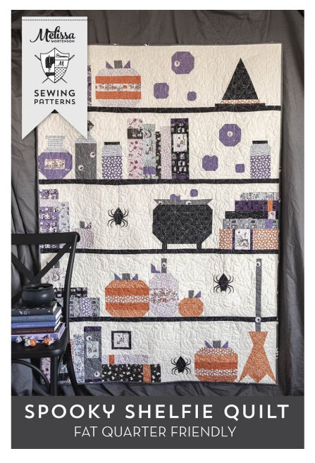 Spooky Shelfie Quilt Pattern 48"x68" Melissa Mortenson Polka Dot Chair PDC-P115-SPOOKYSHELFIE