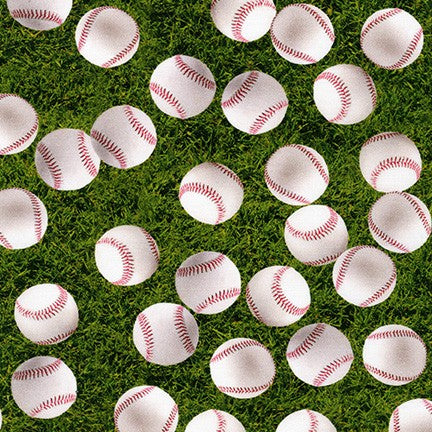 Sports Life Baseball Grass Green Robert Kaufman Fabric Cotton Fabric