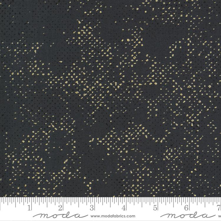 Spotted Metallic Coal Gray Black Zen Chic Moda Cotton Fabric