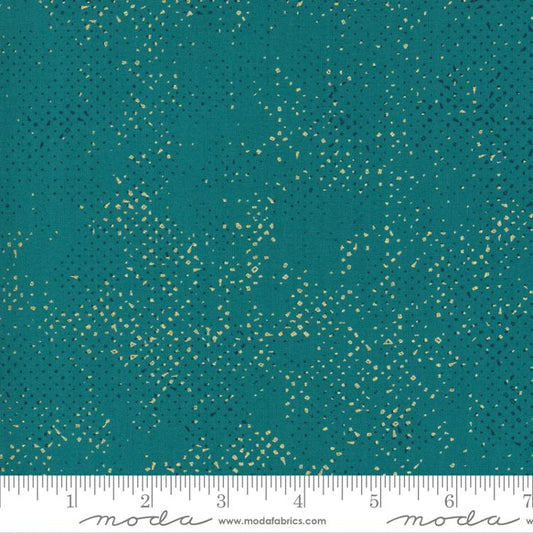 Spotted Metallic Peacock Green Blue Zen Chic Moda Cotton Fabric