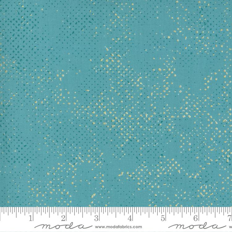 Spotted Metallic Pond Blue Green Zen Chic Moda Cotton Fabric