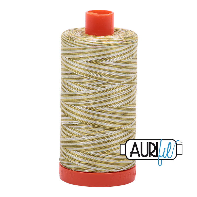Spring Prairie Green White Variegated Mako Thread 50wt 1300m 1422yds 6ct Aurifil AF-A1150-4653