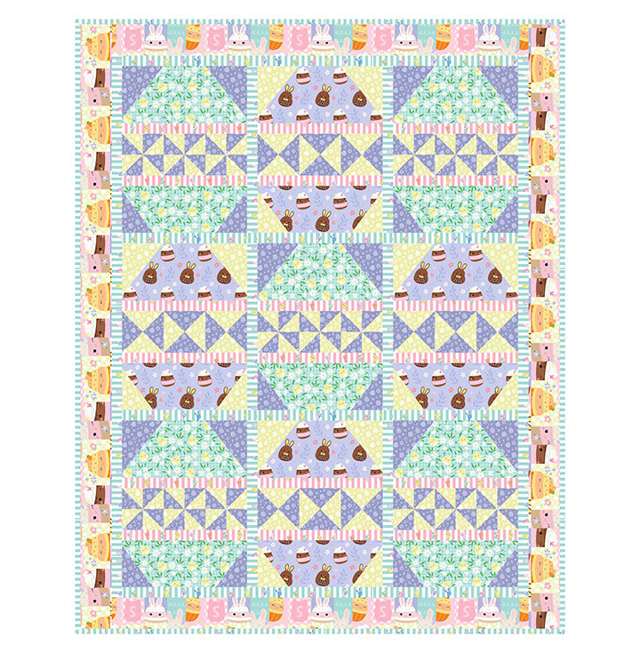 Springtime Eggstravaganza Digital Quilt Top 46 in x 58 in Springtime Northcott Fabrics NC-PTNSQ1