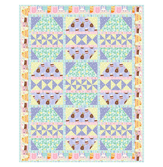 Springtime Eggstravaganza Digital Quilt Top 46 in x 58 in Springtime Northcott Fabrics NC-PTNSQ1