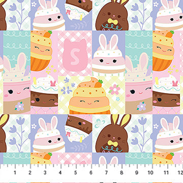 Springtime Squishmallows Patchwork White Northcott Cotton Fabric NC-SQ1012-10