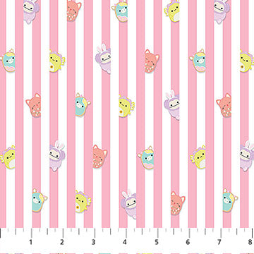 Springtime Squishmallows Stripe Pink Northcott Cotton Fabric NC-SQ1016-20
