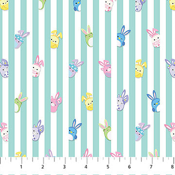 Springtime Squishmallows Stripe Teal Northcott Cotton Fabric NC-SQ1015-60