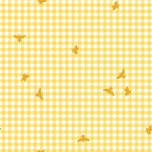 Squeeze the Day Buzzy Check Yellow Rebecca Canale Studio E Cotton Fabric