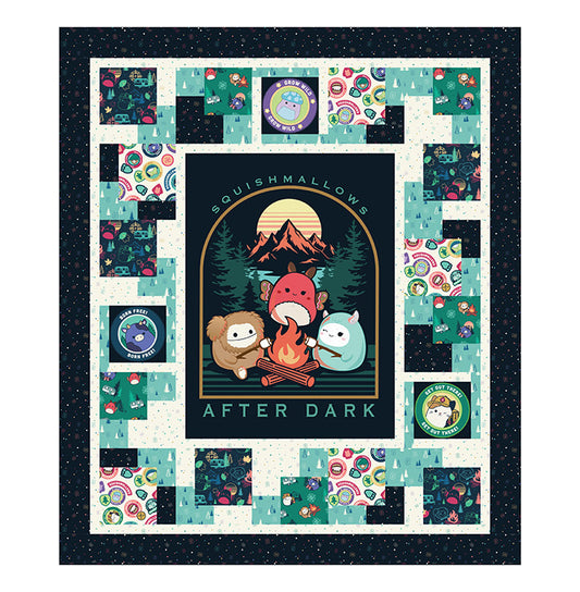 Squishmallows™ Around the Fire  Digital Quilt Top 48 x 56 inches using Happy Campers Northcott Cotton Fabric NC-DQSQ6