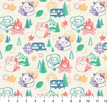 Squishmallows™ Happy Campers Day Cream Licensed Northcott Cotton Fabric NC-SQ1061-12