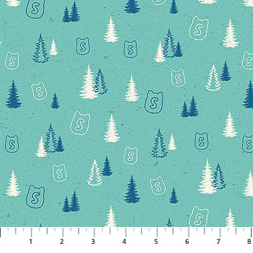 Squishmallows™ Happy Campers Forest Teal Green Licensed Northcott Cotton Fabric NC-SQ1063-64