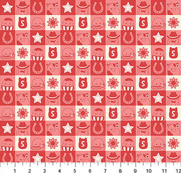 Squishmallows Rodeo Check Red Northcott Cotton Fabric NC-SQ1052-24