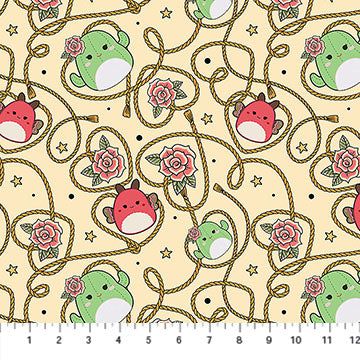 Squishmallows Rodeo Lasso Butter Yellow Northcott Cotton Fabric NC-SQ1049-13
