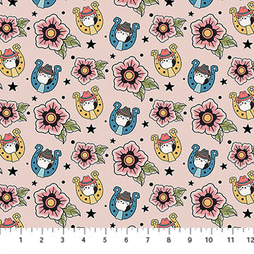Squishmallows Rodeo Lucky Horseshoe Light Pink Northcott Cotton Fabric NC-SQ1050-21