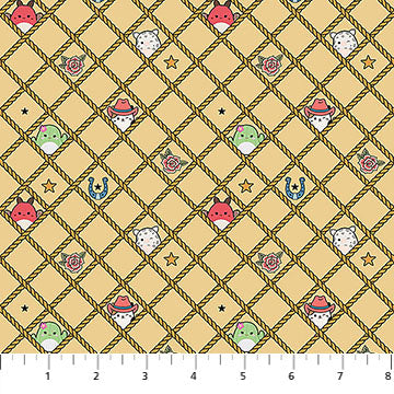 Squishmallows Rodeo Rope Lattice Gold Northcott Cotton Fabric NC-SQ1056-52