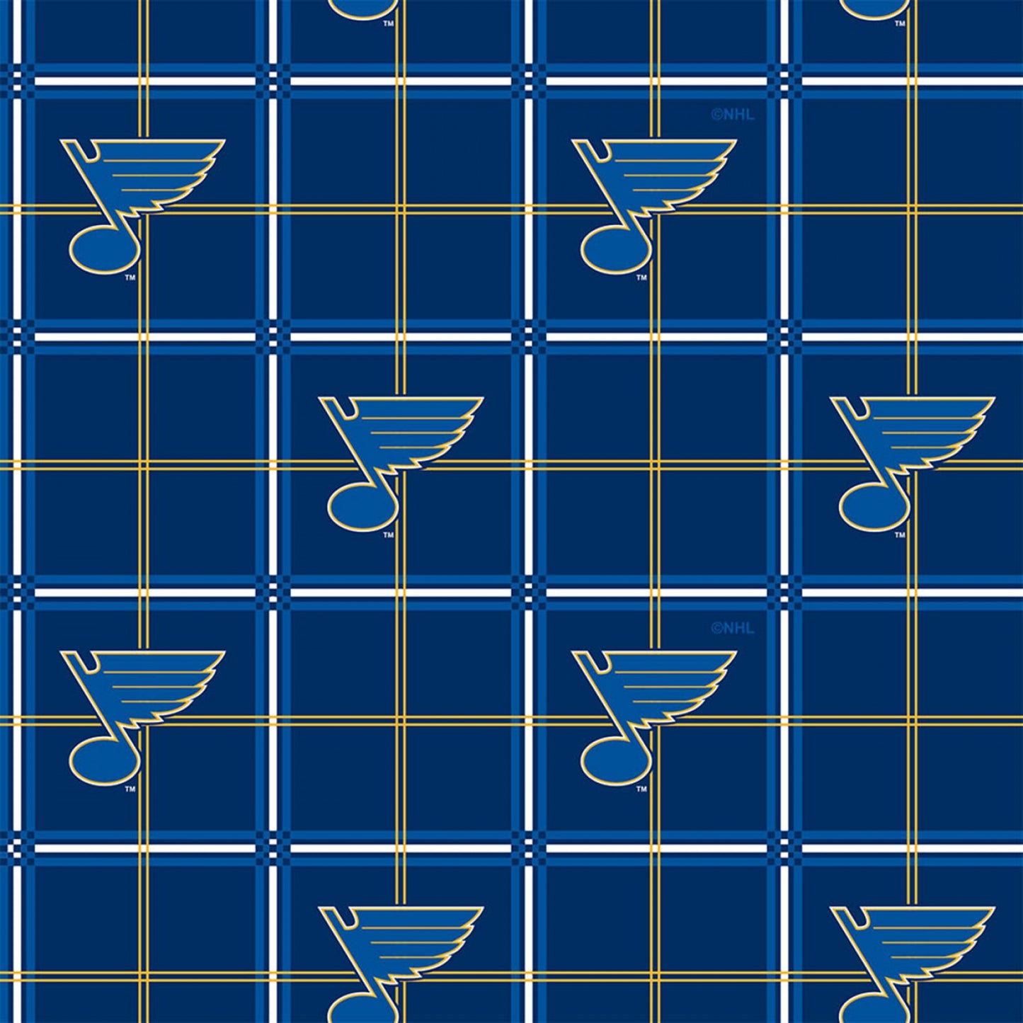 St Louis Blues NHL Hockey Plaid FLANNEL Cotton Fabric