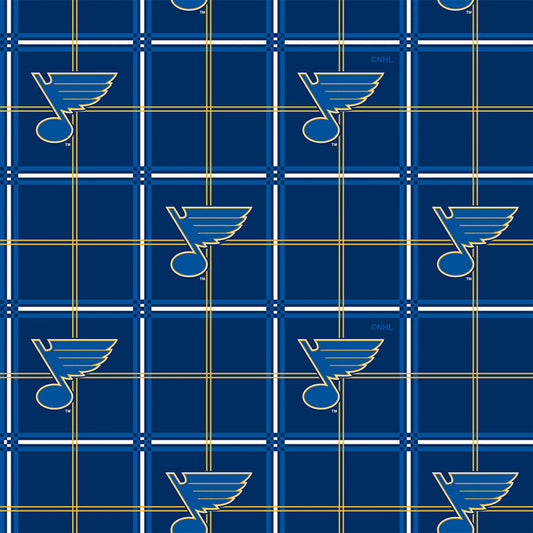 St Louis Blues NHL Hockey Plaid FLANNEL Cotton Fabric