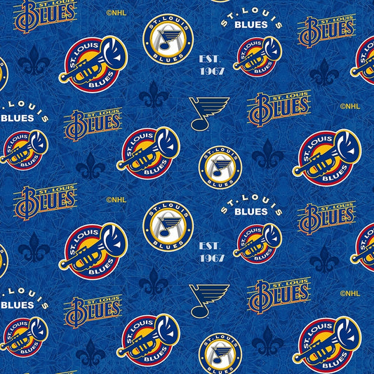 St Louis Blues NHL Hockey Logo and Music Design Cotton Fabric