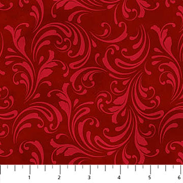 St. Nicholas Scroll Dark Red Liz Goodrick-Dillon Northcott Cotton Fabric NC-28216-26