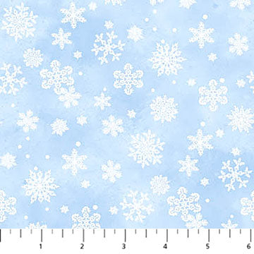 St. Nicholas Snowflakes Light Blue Liz Goodrick-Dillon Northcott Cotton Fabric NC-28218-42