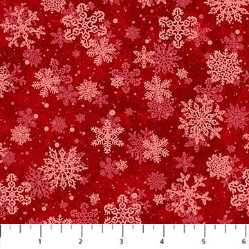 St. Nicholas Snowflakes Red Liz Goodrick-Dillon Northcott Cotton Fabric NC-28219-24