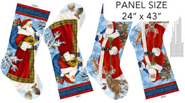 St. Nicholas Stocking Panel 24" Dark Blue Multi Liz Goodrick-Dillon Northcott Cotton Fabric NC-C28212-48