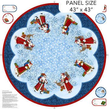 St. Nicholas Tree Skirt 43"x43" Dark Blue Multi Liz Goodrick-Dillon Northcott Cotton Fabric NC-C28211-48