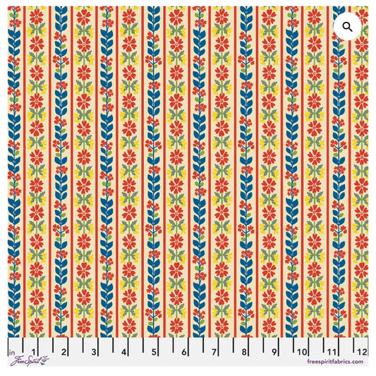 Stannie and Lloyd Stripe Tea Multi August Ellery Free Spirit Cotton Fabric FS-PWAE015.TEA