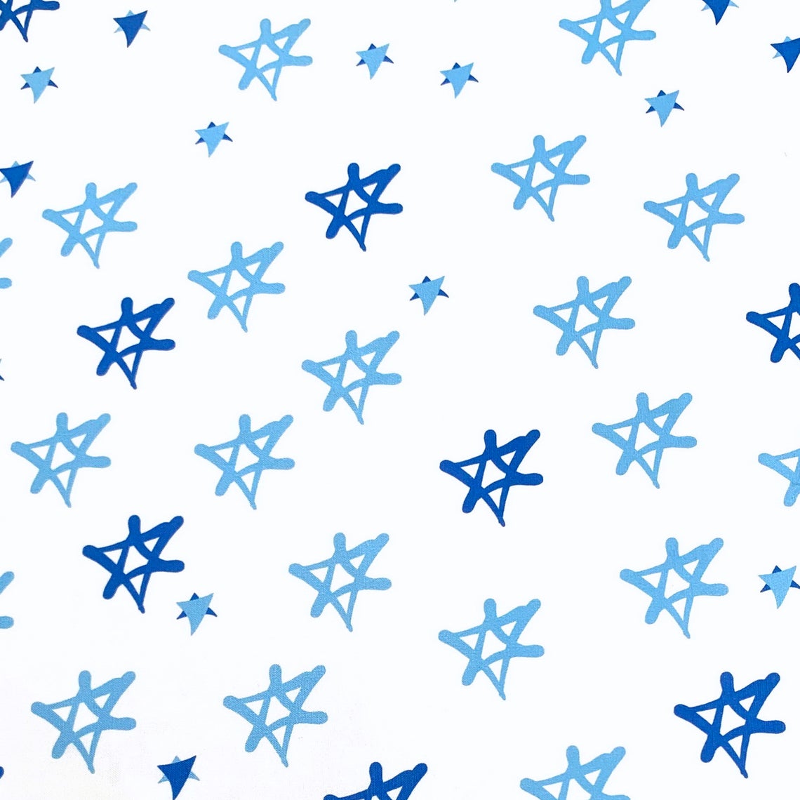 Star of David Jewish Fabric Blue Stars White Fay Nicoll Judaica Designs Cotton Quilting