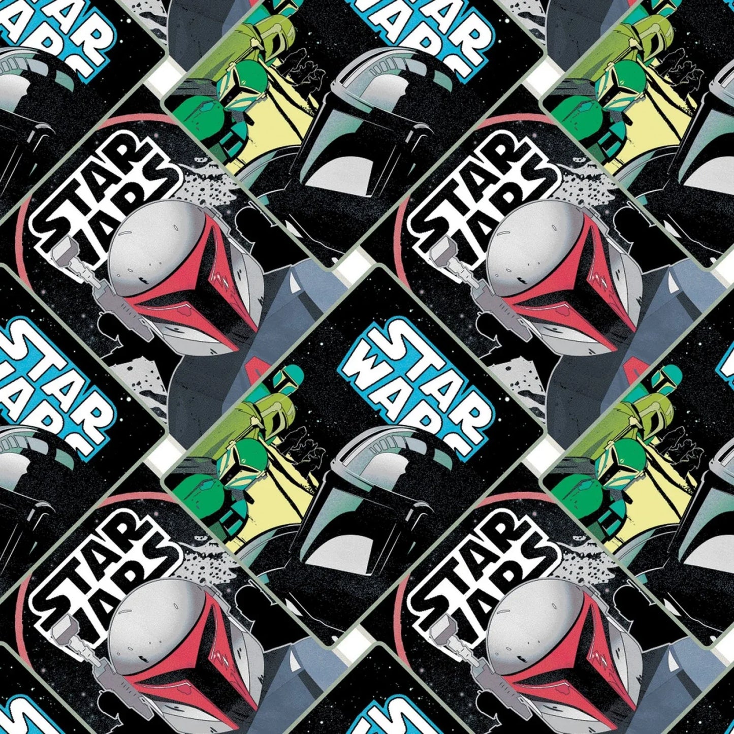 Star Wars Mando Poster Collage Mandalorian Black Camelot Fabrics Cotton Fabric CF-73800212-01