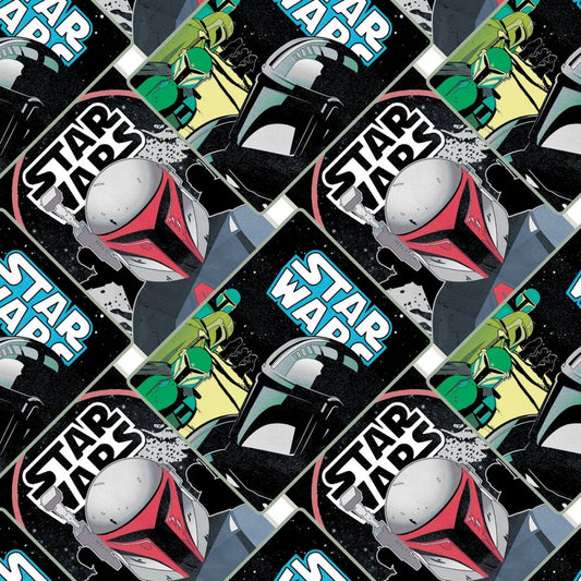 Star Wars Mando Poster Collage Mandalorian Black Camelot Fabrics Cotton Fabric CF-73800212-01