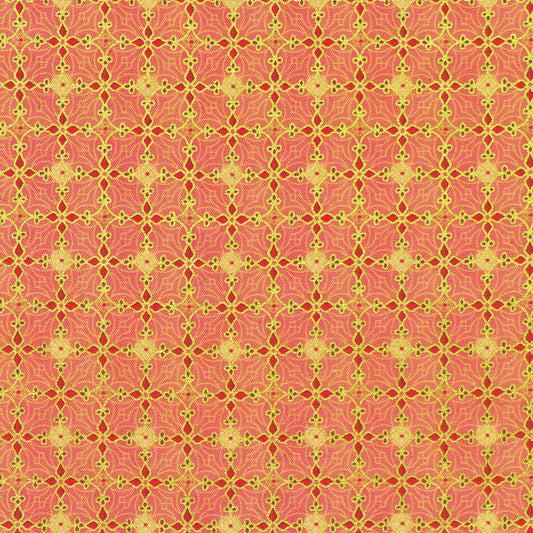 Star of Wonder Cross Check Persimmon Orange Coral Reuben McHugh Robert Kaufman Cotton Fabric RK-RRMDM-23730-332