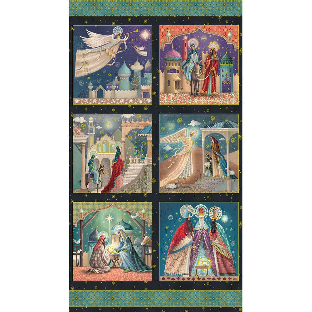 Star of Wonder Nativity 3 Wise Men Bethlehem Panel 24" Reuben McHugh Robert Kaufman Cotton Fabric RK-RRMDM-23727-203