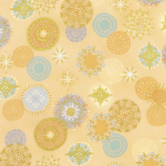 Star of Wonder Stars Ornaments Cream Reuben McHugh Robert Kaufman Cotton Fabric RK-RRMDM-23729-84