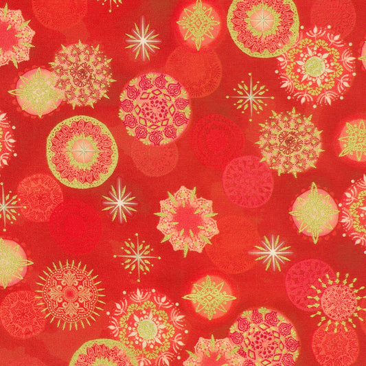 Star of Wonder Stars Ornaments Pomegranate Red Reuben McHugh Robert Kaufman Cotton Fabric RK-RRMDM-23729-281