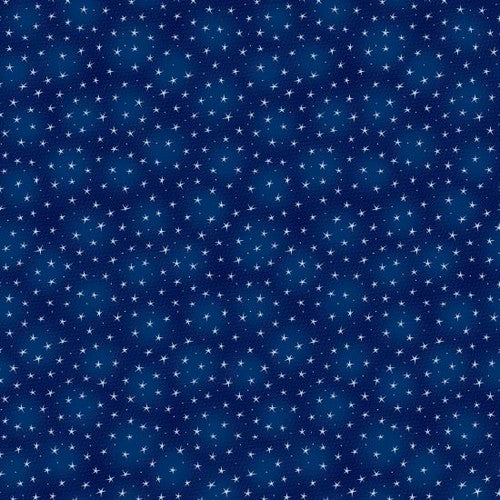 Starlet Small Stars Navy Blue Blank Quilting Cotton Fabric