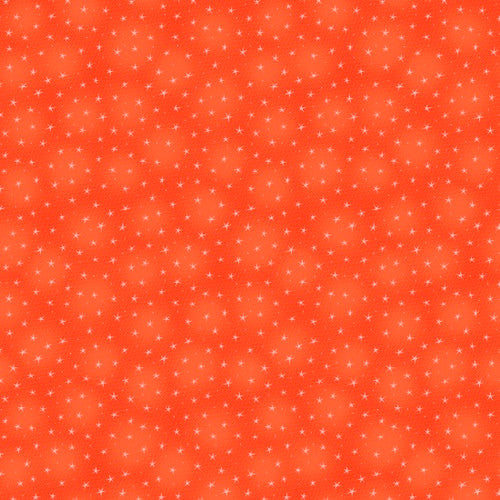 Starlet Small Stars Papaya Orange Blank Quilting Cotton Fabric