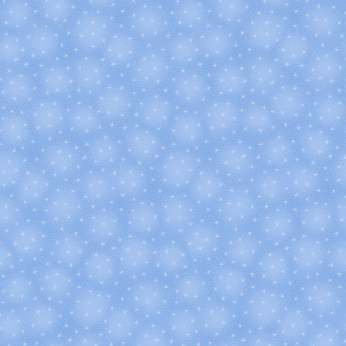 Starlet Small Stars Sky Blue Blank Quilting Cotton Fabric