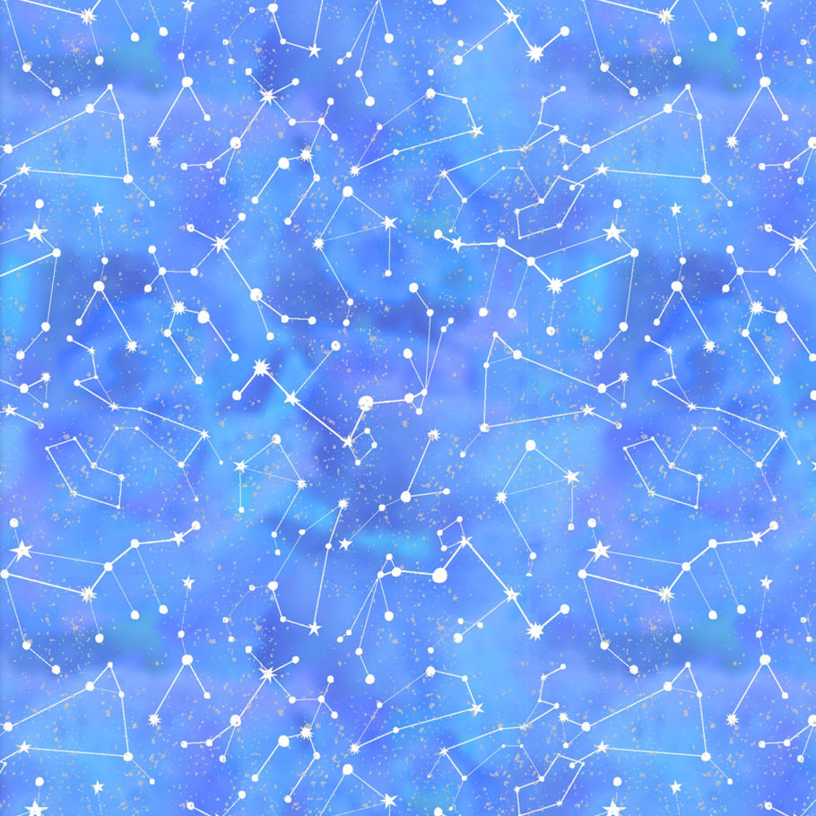 Starlight Glitter Constellations Blue 3 Wishes Fabrics Cotton Fabric