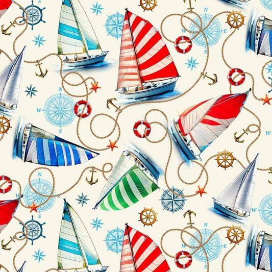 Starlit Towers Regatta Rhythm Cream Michael Miller Cotton Fabric MM-DCX12711-CREM-D