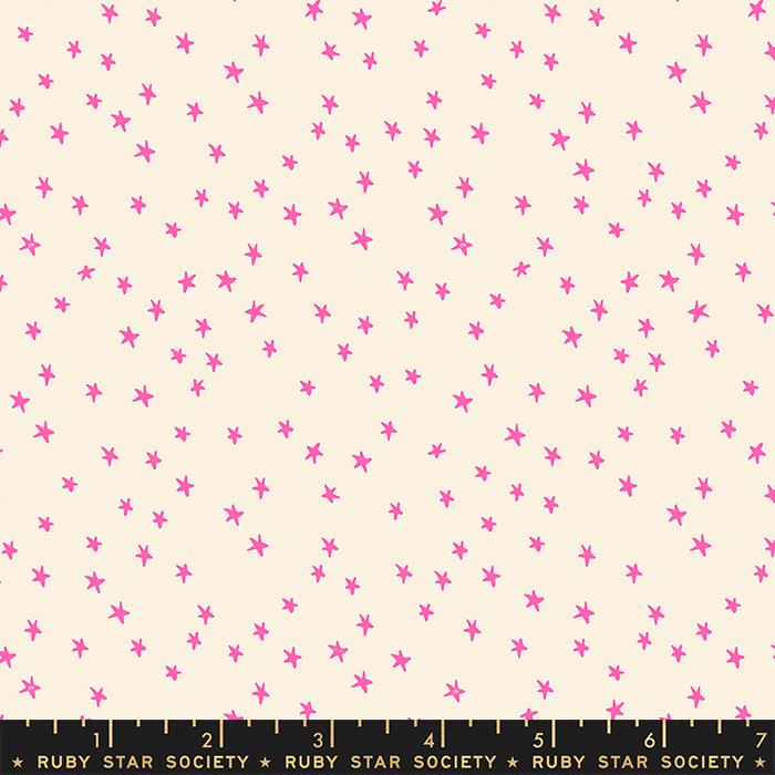 Starry Mini Stars Tossed Neon Pink Alexia Abegg Ruby Star Society Moda Cotton Fabric