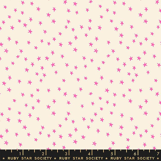 Starry Mini Stars Tossed Neon Pink Alexia Abegg Ruby Star Society Moda Cotton Fabric