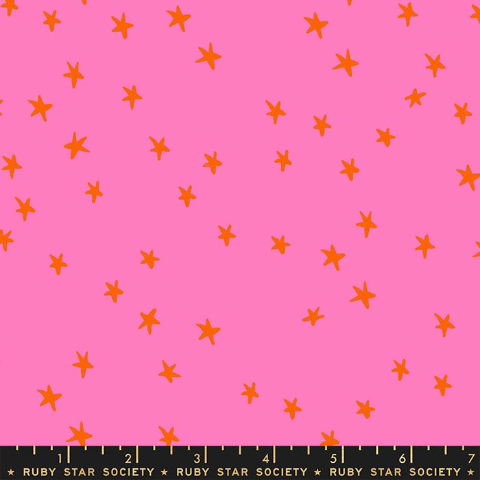 Starry Stars Tossed Vivid Pink Alexia Abegg Ruby Star Society Moda Cotton Fabric