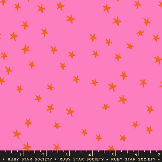 Starry Stars Tossed Vivid Pink Alexia Abegg Ruby Star Society Moda Cotton Fabric