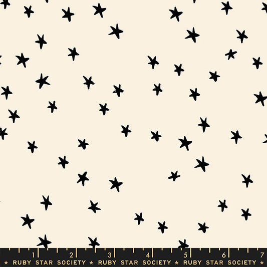 Starry 108" Wideback Natural with Black Stars Alexia Abegg Ruby Star Society Moda Cotton Fabric MD-RS4111-35