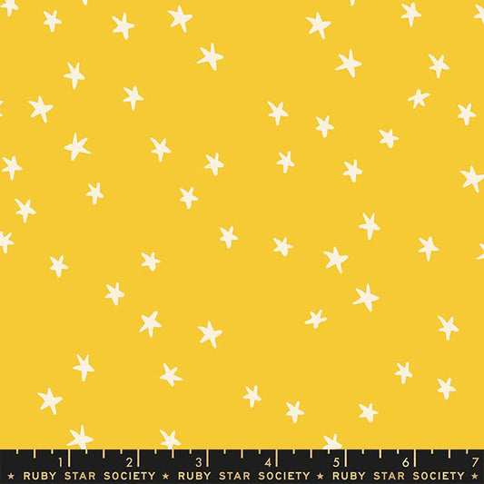 Starry Sunshine Yellow with White Stars Alexia Abegg Ruby Star Society Moda Cotton Fabric MD-RS4109-62