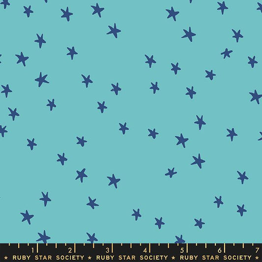Starry Turquoise with Blue Stars Alexia Abegg Ruby Star Society Moda Cotton Fabric MD-RS4109-43
